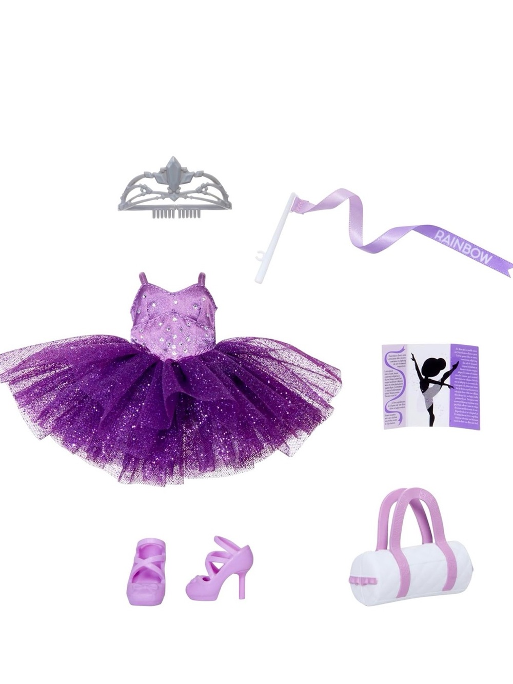 Rainbow Purple Glitter Tutu Dress & Accessories Set